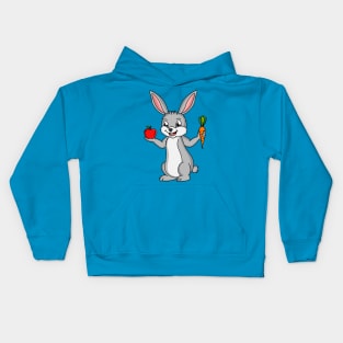 Cute bunny rabbit with vegetables cartoon Kids Hoodie